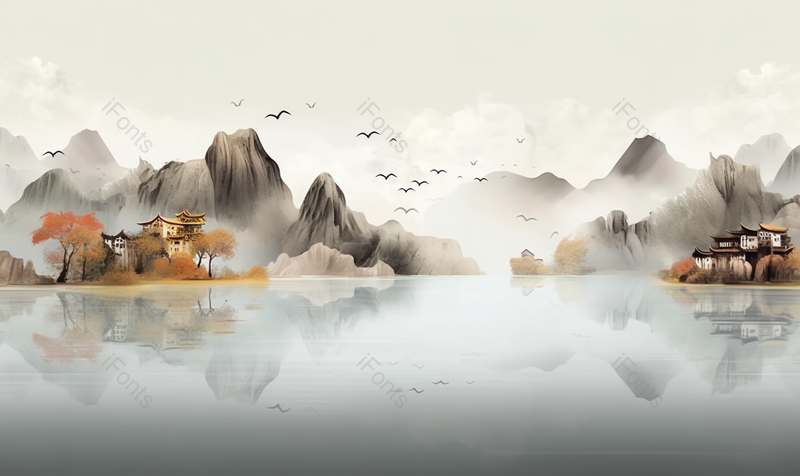 海岸线湖面山水抽象画,插画/手绘图,插画/手绘图库,插画/手绘图下载,插画/手绘
